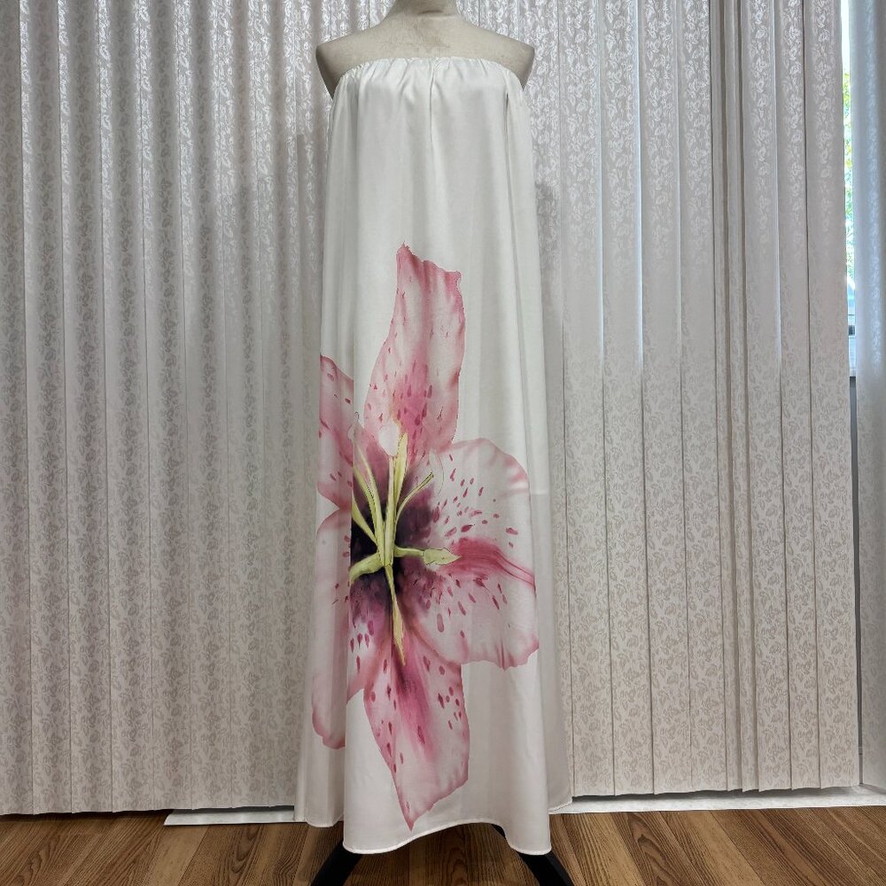 Commense Strapless Floral Print Maxi Dress New , Size M - Picture 7 of 16